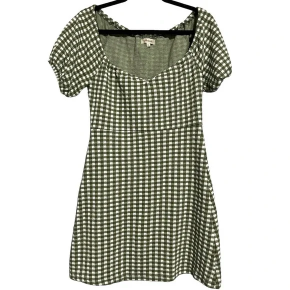 Madewell Jacquard Puff-Sleeve Mini Dress Gingham Check - Picture 1 of 12